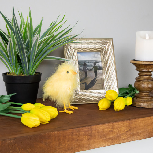 Northlight 5.25 Yellow Furry Chick Facing Left Spring Easter Figure
