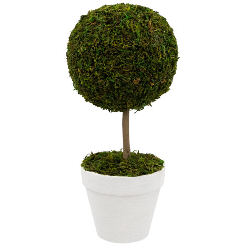 16" Green Reindeer Moss Ball Potted Artificial Spring Topiary Tree - IMAGE 1