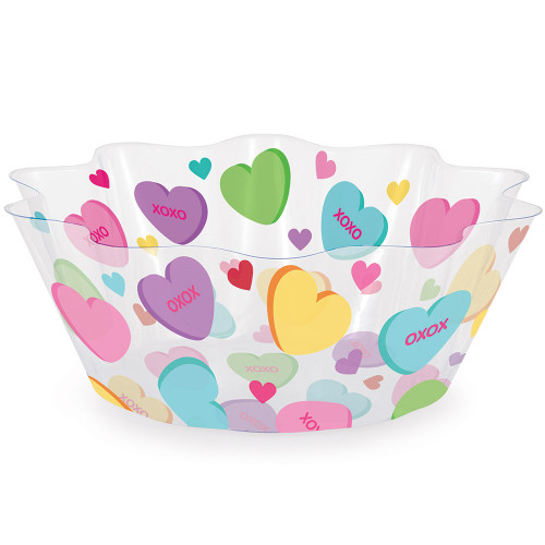 Club Pack of 12 Clear and Purple Contemporary Valentine's Hearts Disposable Plastic Party Bowls 8" - IMAGE 1