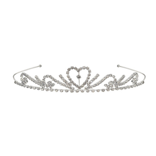 Pack of 6 Princess Heart Design with Clear Rhinestones Royal Tiara - IMAGE 1