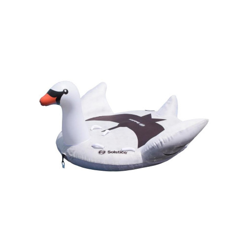 84-Inch Two Person Giant Towable White and Black Lay On Swan With Handles - IMAGE 1