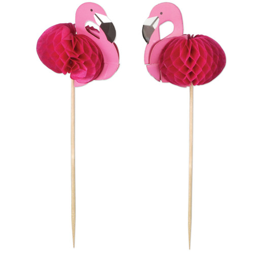 Club Pack of 288 Pink and Red Tropical Flamingo Finger Food Party Picks 8" - IMAGE 1