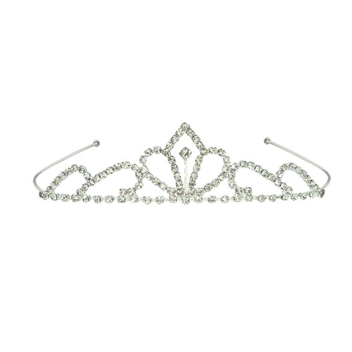 Pack of 6 Princess Classic Scroll Design Silver with Clear Rhinestones Royal Tiara - IMAGE 1