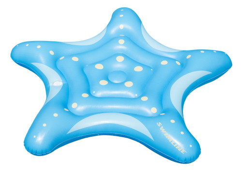 Inflatable Blue Starfish With Polka Dots Island Lounge Pool Float, 66.5-Inch - IMAGE 1