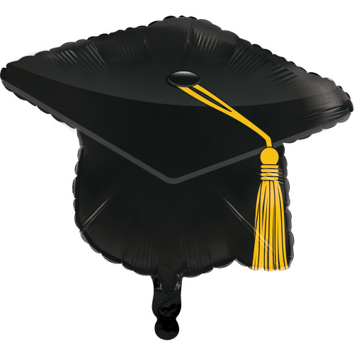 Set of 10 Black and Yellow Graduation Day Mortarboard Party Balloons 7.75" - IMAGE 1