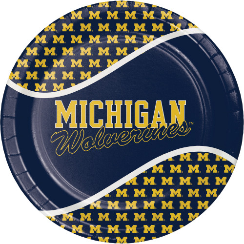 Michigan Wolverines Disposable Party Dinner Plates - 8.75" - Club Pack of 96 - IMAGE 1