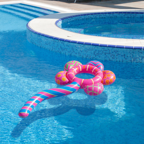 Inflatable Pink and Blue Inflatable Awesome Blossom Swimming Pool Float Ring Tube, 84-Inch - IMAGE 1