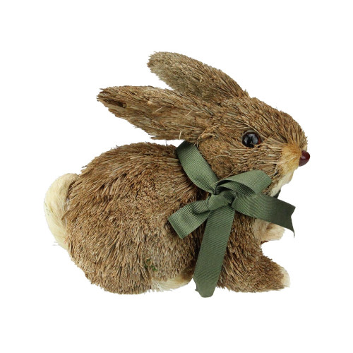 8" Springtime Easter Brown Sisal Laying Bunny Rabbit - IMAGE 1