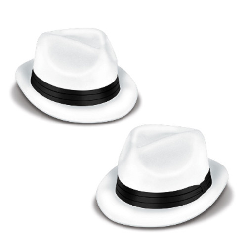 Club Pack of 25 White and Black Velour Chairman Costume Hat - Adult One Size - IMAGE 1