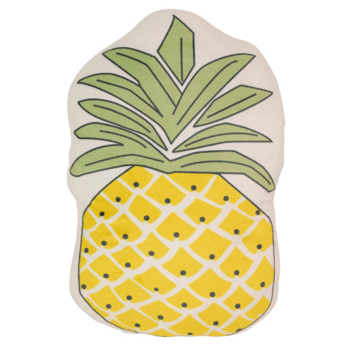 18" Green and Yellow Pineapple Shaped Plush Fleece Throw Pillow - IMAGE 1