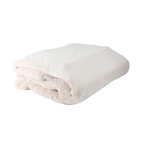 Plush Faux Fur Solid Throw Blanket - 50" x 60" - Blush Pink and White - IMAGE 1