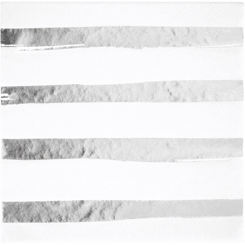 Club Pack of 192 White and Silver Foil Stamped 3-Ply Luncheon Napkins 6.5" - IMAGE 1