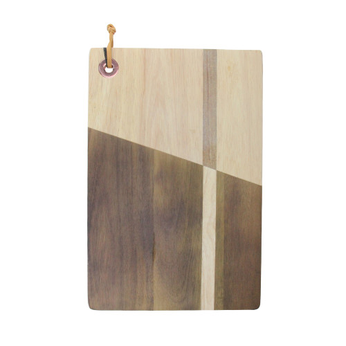 12" Brown and Rose Gold Solid Inlay Acacia Wood with Grommet Cutting Board - IMAGE 1