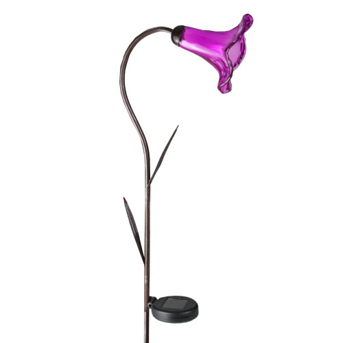 45.25" Transparent Purple Lily Lighted Solar Powered Outdoor Lawn Stake - IMAGE 1