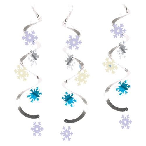 Club Pack of 60 Blue and Silver Snowflakes Dizzy Dangler Hanging Party Decorations 24" - IMAGE 1