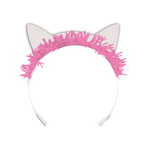 Club Pack of 48 Pink and White Pussy Cat Themed Party Favor Tiaras 10" - IMAGE 1