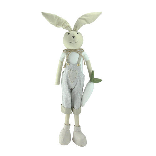 28" White and Gray Vintage Standing Easter Bunny Boy Spring Figure Decoration - IMAGE 1