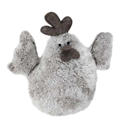 10" Gray and Brown Plush Faux Fur Easter Spring Rooster Stuffed Animal - IMAGE 1