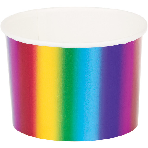 Club Pack of 72 Multi-Colored Rainbow Foil Decorative Party Treat Cups 8.5" - IMAGE 1