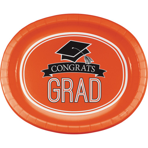 Club Pack of 96 Orange and Black School Spirit Graduation Party Invitation 12” - IMAGE 1