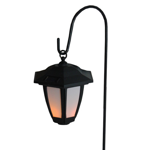 27 Black and White LED Solar Powered Light Post Lantern with Shepherd's Hook Garden Stake - IMAGE 1