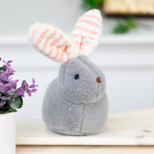 Plush Easter Bunny Rabbit with Striped Ears Spring Figure - 8" - IMAGE 1