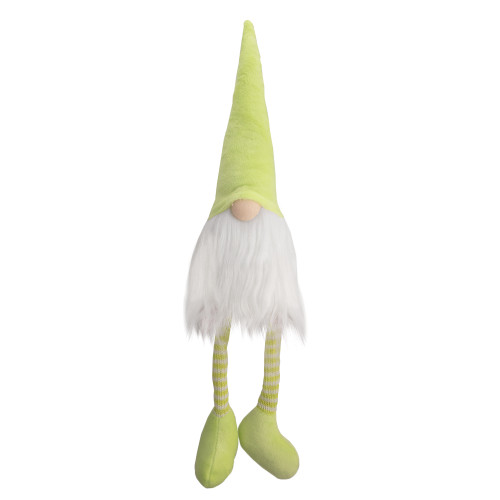 16" Lime Green and White Sitting Spring Gnome Figure - IMAGE 1