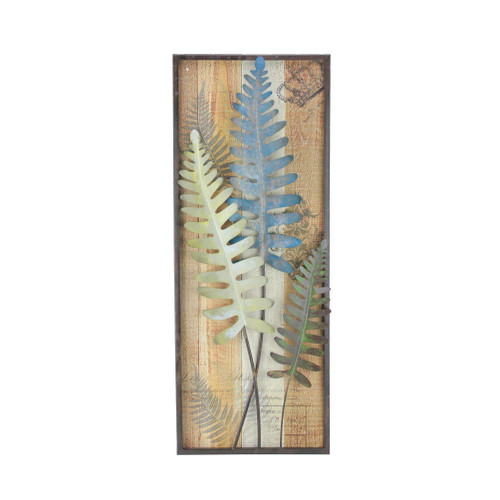 29.25" Blue and Gray Distressed Framed Metal Fern Picture - IMAGE 1