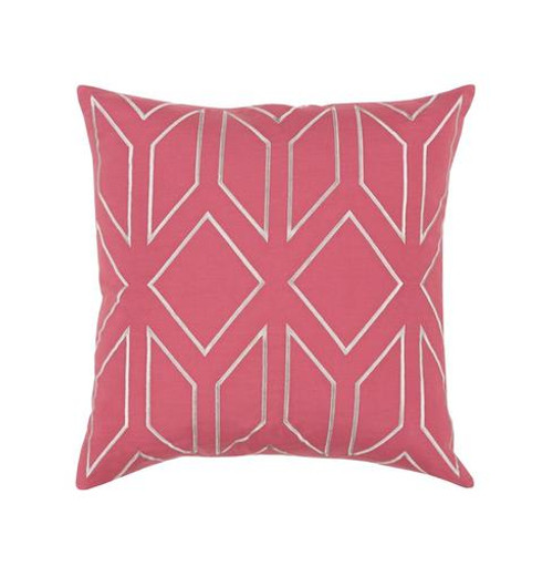 18" Pink and Gray Geometric Diamond Square Throw Pillow - Down - IMAGE 1