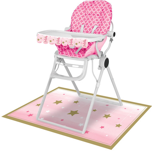 Pack of 6 Pink and Gold Little Star Girls 1st Birthday Highchair Kit - IMAGE 1
