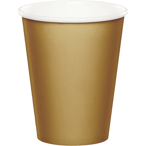 Club Pack of 96 Glittering Gold Solid Disposable Party Cups - IMAGE 1