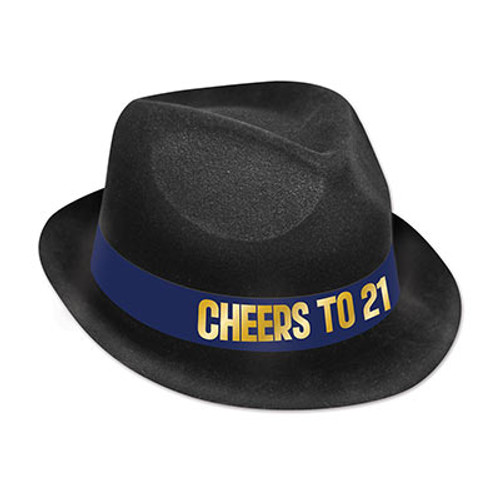 Pack of 25 Black and Blue "Cheers to 21" Party Hat - Adult One Size - IMAGE 1