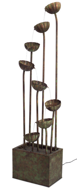 64” Rustic Bronze Colored Indoor/Outdoor Cascading Flower Water Fountain - IMAGE 1