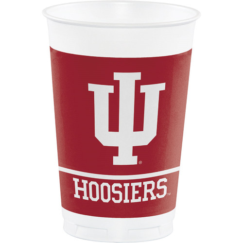 Club Pack of 96 Red NCAA Indiana Hoosiers Disposable Plastic Drinking Party Tumbler Cups 20 oz. - IMAGE 1