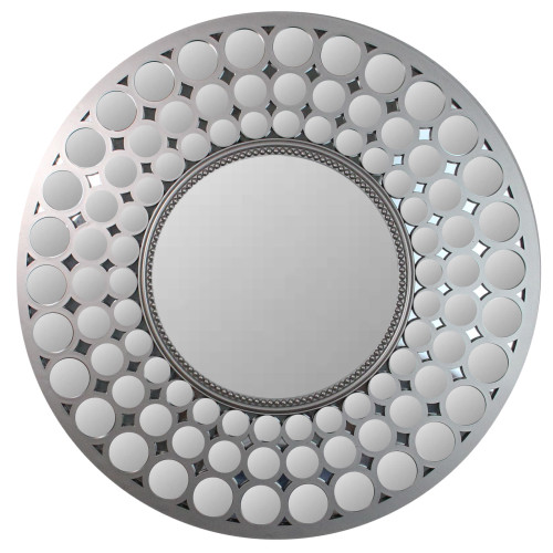 24.75" Silver Cascading Orbs Round Wall Mirror - IMAGE 1