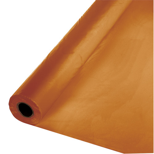 Disposable Plastic Banquet Party Table Roll Cover - 100' - Orange - IMAGE 1
