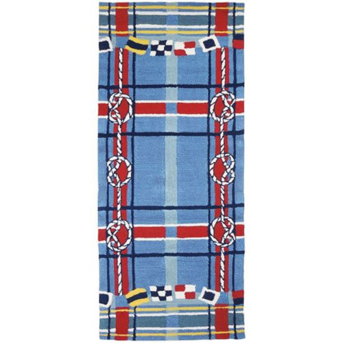 2.16' x 5' Blue and Red Plaid Rectangular Outdoor Area Throw Rug - IMAGE 1