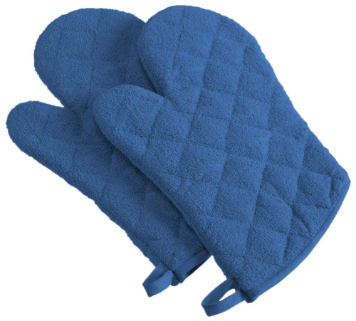 Set of 2 Navy Blue Contemporary Oven Mitts with Loops 13" - IMAGE 1