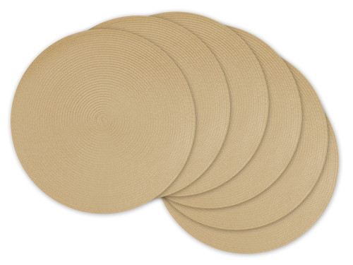 Set of 6 Biscuit Brown Solid Round Placemats 14.75" - IMAGE 1