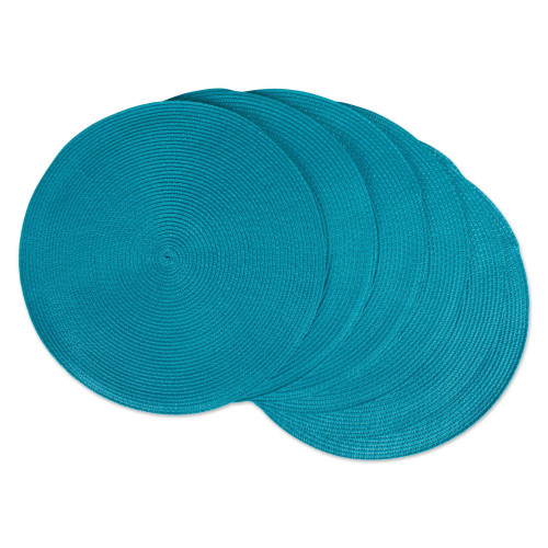 Set of 6 Tropical Blue Solid Round Placemats 14.75" - IMAGE 1