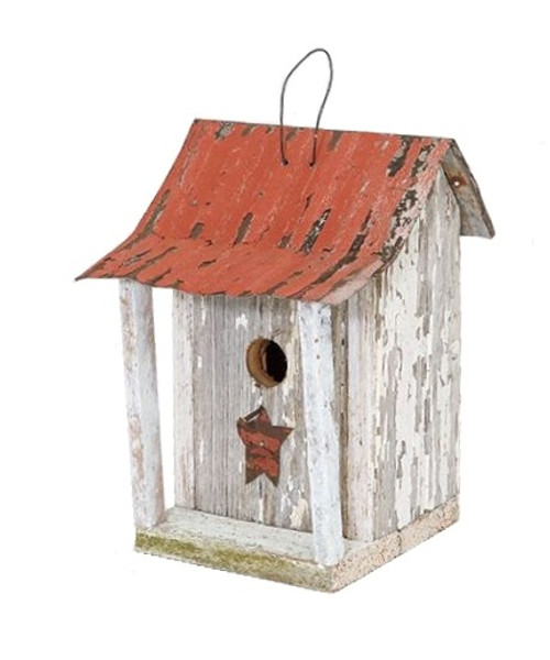 11" White and Red Eco-Friendly Chester County Outdoor Garden Bird House - IMAGE 1