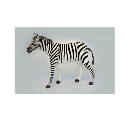 Handcrafted Standing Zebra Jacquard Stuffed Animal - 37" - Black and White - IMAGE 1