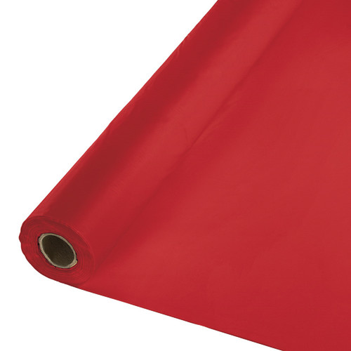 250' Red Disposable Banquet Table Cover Roll - IMAGE 1