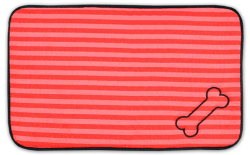 18" Red and Black Striped Pattern Decorative Pet Mat With Piping Edges - IMAGE 1