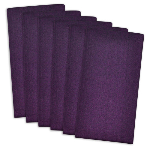 Set of 6 Purple Solid Square Party Egg Plant Napkins 20” - IMAGE 1