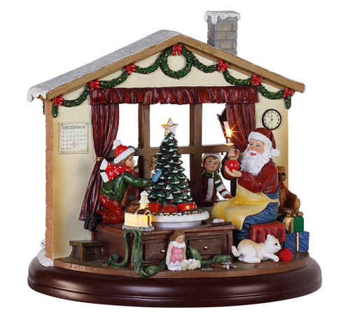 8.5" LED Double Sided Musical Christmas Window Scene with Santa - IMAGE 1