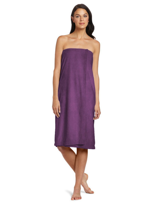 55.5" Purple Solid Women Adult Shower Wrap Towel - IMAGE 1