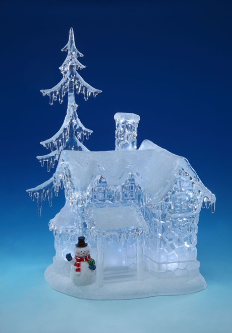 17.1" LED Short Snow Icicle House Palace with Snowman Table Top Decor - IMAGE 1