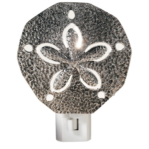 Set of 4 LED Silver Metal Sea Sand Dollar Night Lights 4” - IMAGE 1