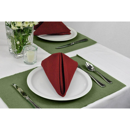Ribbed Cotton Rectangular Placemats - 19" - Sage Green - Set of 6 - IMAGE 1